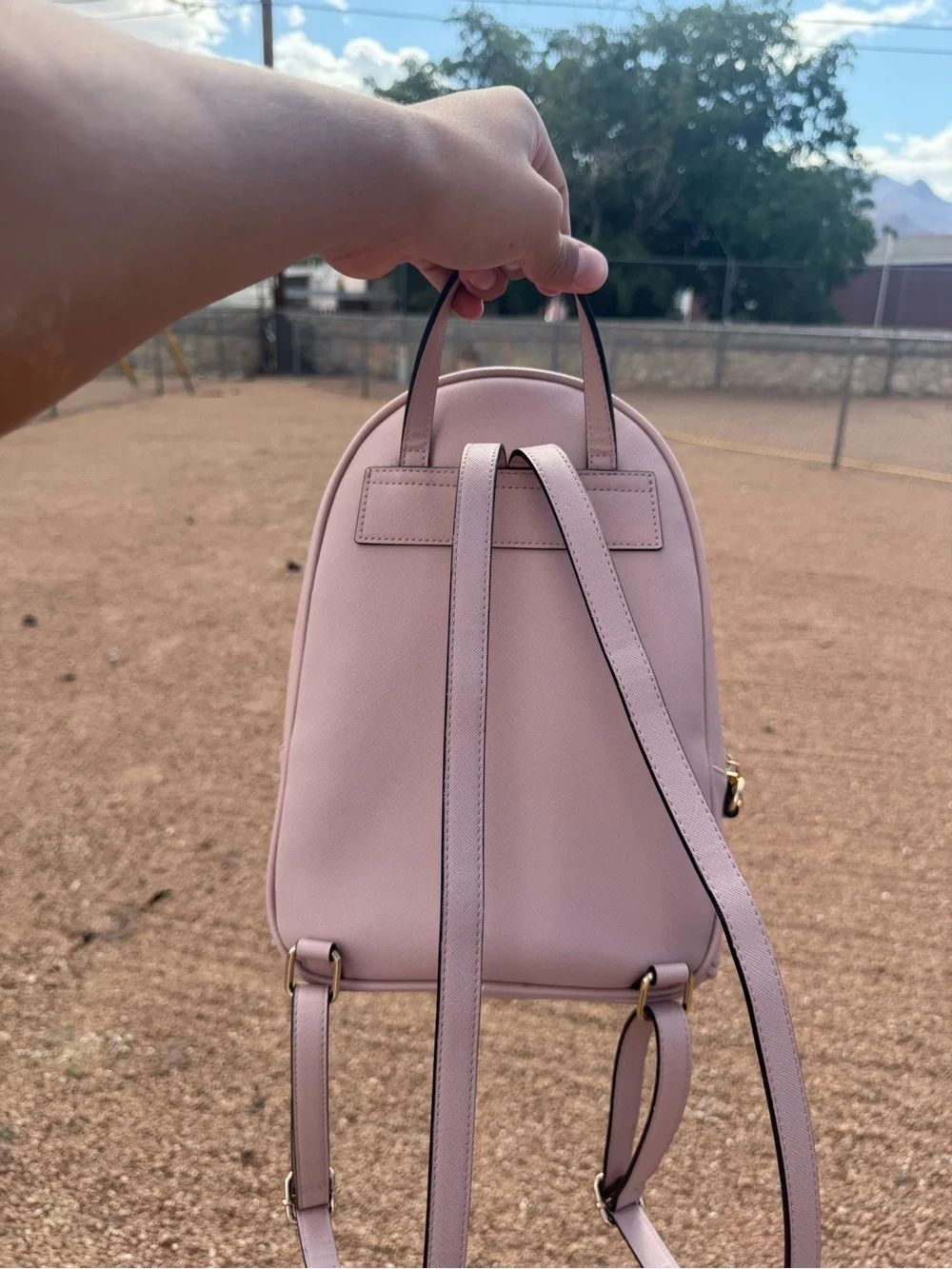 Aldo Blush Pink Mini Backpack with Patterned Pouch